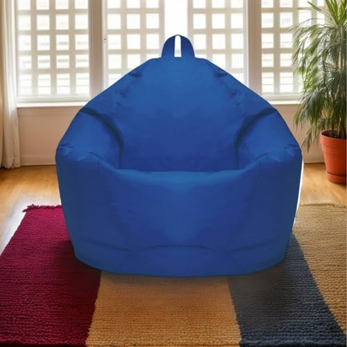 Genérico Sillón Puff para Adultos de Tela sin Relleno, Silla Perezosa para Sala de Estar con Asa para Juegos, Lectura y Relajación,Azul,70 * 80 cm