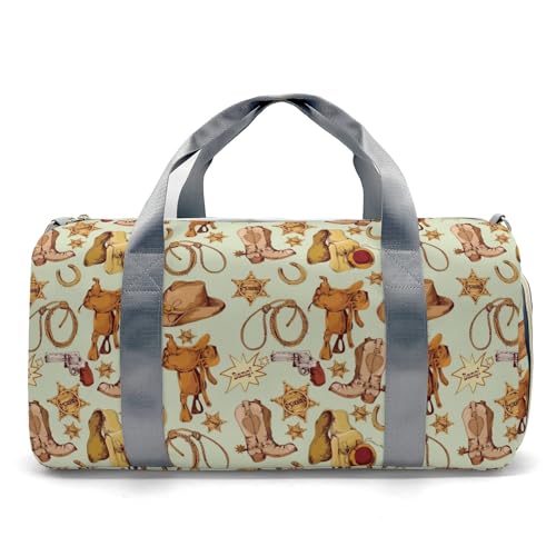 Personalized Vintage Western Cowboy Elements Custom Multi-functional Travel Bag, Unisex Portable Duffel Bag, Short Distance Travel Assistant2