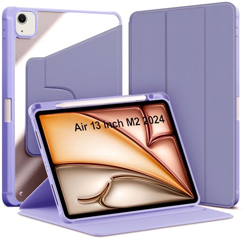 TGK Rotating Case Cover for iPad Air 13 inch M4/M3/M2 (2026/2025/2024) with Pencil Holder (Lavender)