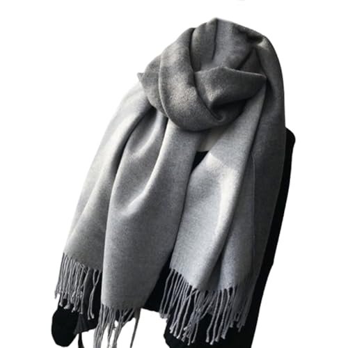 [Ｋｉｐｚｅｕｉ] マフラー レディース 厚手 カシミヤタッチ ストール 大判 両面タイプ 二色 秋冬 暖かい 肩掛け 防寒 柔らかい 通勤 通学 男女兼用 可愛い マフラー 肌触り良いストール 大判 おしゃれ プレゼント グレーのサムネイル