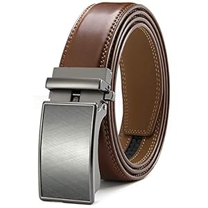 DOOPAI Designer Belts for Men Ratchet Belts Men Brown With Automatic Buckle,1 3/8″ Adjustable Trim to Fit