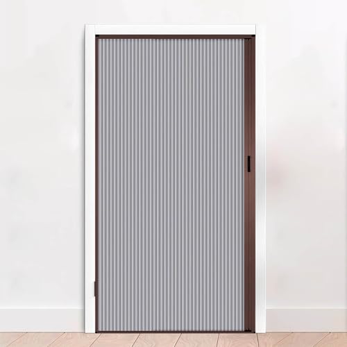 No-Drilling Blackout Curtain Pleated Door - Invisible Closet Curtain with Aluminum Frame and Cellular Fabric for Open Closet - Room Divider Panel for Bedroom, Bathroom(Style 5,60x80in(152.4x203.2cm))