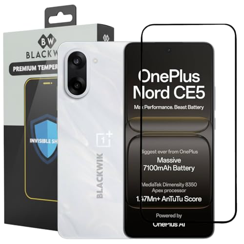Image of Blackwik Tempered Glass Screen Protector for OnePlus Nord CE5 with Edge-To-Edge Protector Coverage | Easy Installation Kit (Black)