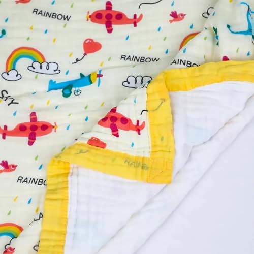 Image of SMILE BABY 100% Organic Cotton 6-Layer Muslin Baby Blanket (100x110 cm) is Super Soft, Breathable, and Gentle on Baby's Skin. Perfect for Comfort, Warmth, and Everyday use. Includes 1 Blanket