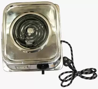 Sid23Mart Portable 1250 Watts Electric G Coil Cooking Stove/Heater/Compact Hot Plate Cooking Stove/Induction Cooktop (Chrome Plated) Electric Cooking Heater (1 Burner)
