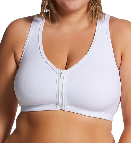 Image of Valmont, INC Women's Plus Size Best Comfort Zip-Front Sports Bra, White, 34F /G