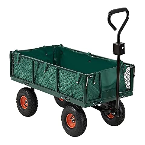 NEW Heavy Duty 350KG Garden Trolley Cart Wheelbarrow Trailer Wagon Outdoor Transportable Plant Cart Cover