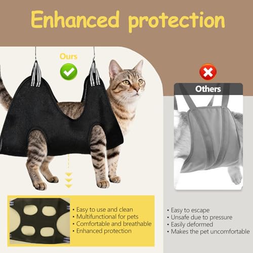 Galenecx Hundepflege Hängematte Set, Haustier Hängematte für Hunde und Katzen, Haustierpflege-Hängemattengeschirr, Hängegeschirr Nageltrimmen mit 2 S Haken, Nagelknipser und Nagelfeile