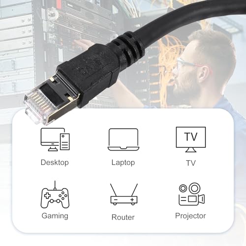 Cable Ethernet Cat 8 de 10 m con conector RJ45 dorado miniatura 6