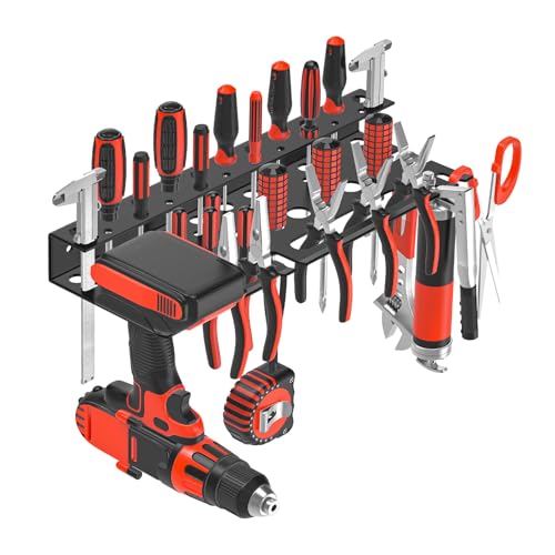 VeyFolzin.st Wandmontierter Werkzeug Organizer für schraubenzieher, Zangen Wandregal Zangenhalter Werkzeugträger, Werkzeugständer Kleiner Werkzeug für Werkstatt Schuppen Garage Zuhause (Schwarz 1PC)
