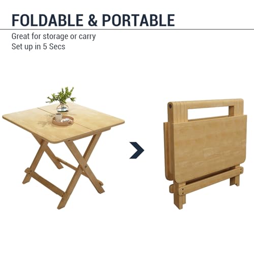 Table pliante en bois massif portable carrée blanche 60x60cm