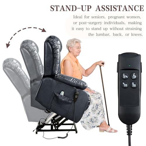 Image of Infinite Position Lay Flat Power Lift Recliner Chair for Elderly, Blue