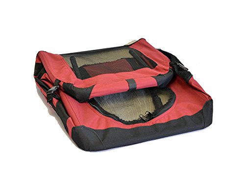 topPets Portable Soft Pet Crate or Kennel for Dog, Cat, or Other Small Pets. Great for Indoor and Outdoor (Maroon Red, Medium: 24"x16"x16")