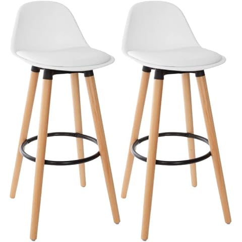 UNIVERSDECOR Juego de 2 taburetes Bar Deco Estilo escandinavo Maxon Atmosphera (2, Blanco) Cover