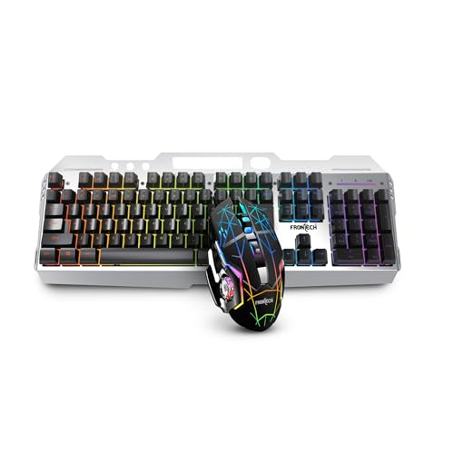 Image of FRONTECH Wireless Gaming Keyboard & Mouse Combo | Rainbow Backlit | 2.4GHz | 4800 DPI | Rechargeable | Type-C | 104 Keys | Windows /Mac /Android /iOS Compatible (KB-0025B)
