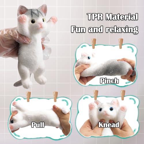 Image of Big Hand Painted Cat Squishy Toys,Large Cute Ultra Soft Kitty Squeeze Fidget Toys for Stress Relief ,Kawaii Squishies Sticky Animal Toys for Adults Kids,Decompression Sensory Balls (Cheese)