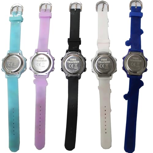 3D Cartoon Silicon Strap Design with 7 Colorful LEDs Digital Display,Learning Time Kids Watch,Gift Watch3