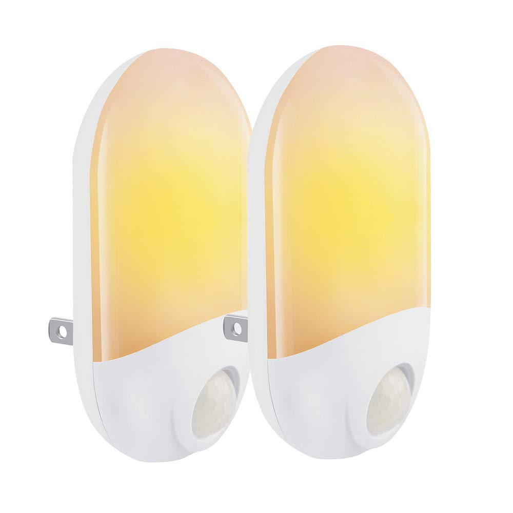 Sensore Movimento, Regolamenti degli Stati Uniti Plug-in Night Lights, LED Bianco Caldo, Resistente al Fuoco, Lampada per i Bambini, i Bambini, disimpegno, Bagno, Scale (2 Pezzi)