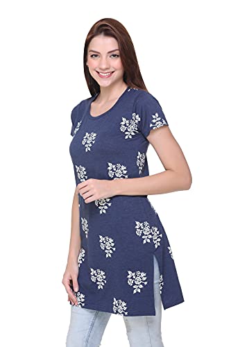 Image of In Love Women's Printed Cotton Plus Size Longline T-Shirt Half Sleeve with Pockets Pack of 2
