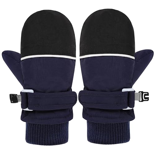 Image of Urban Virgin Toddler Waterproof Outdoor Infant Mittens Baby Winter Gloves Dino Cuffed Warm Fleeced Kids Ski Gloves For Teens