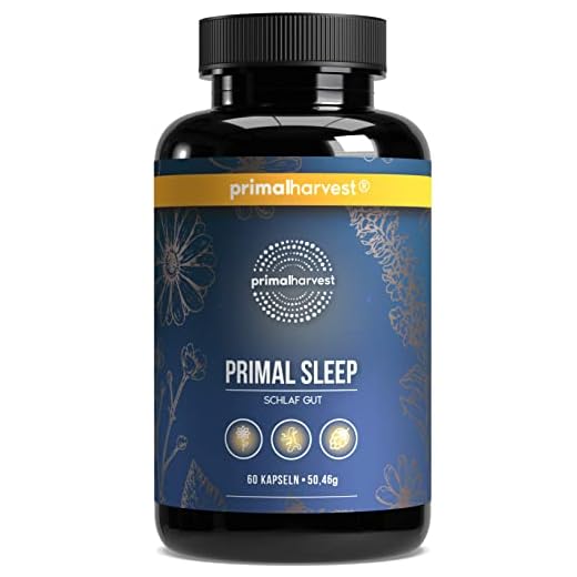 Primal Harvest® Schlaf Gut Kapseln (60 Stk) – Natürliche Mischung mit Apigenin, L-Tryptophan, Kamille und Baldrian - Kräutermischung als Melatonin-Alternative - In Deutschland hergestellt
