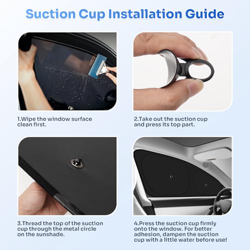 Image of Canvcle Upgraded Window Shades for 2020-2024 Tesla Model Y Accessories with Suction Cups Windshield Sun Shade Side Rear Window Covers Sunshade Sun Shield Privacy Protection for Camping Black 8PCS