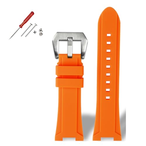 交換用 シリコンバンド カシオ プロトレック PRG-240 PRG-130Y/T PRW-1500 と互換性のある 樹脂 ベルト シリコン 腕時計バンドアクセサリー オレンジ(シルバーバックル)