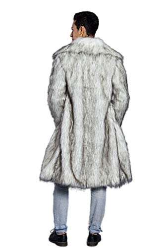 Men's Long Sleeve Fluffy Faux Fur Coat,Mens Winter Warm Faux Fur Overcoat,Long Thicken Soft Jacket Outerwear2
