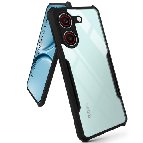 Image of Jkobi Hybrid Back Cover Case for Redmi Turbo 5 (Shockproof with Polycarbonate Clear Panel | Professional Black)