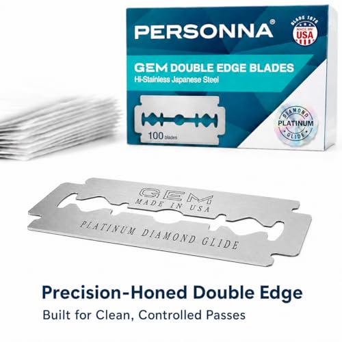 Image of Personna GEM Platinum Diamond Glide Double Edge Razor Blades, 100 Count, Surgical-Grade Stainless Steel Safety Razor Blades for Smooth Wet Shaving