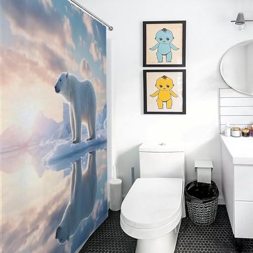 Rideau de douche ours polaire étanche en polyester 122x183 cm