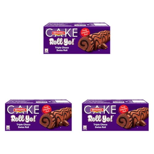 Image of Britannia Cake Roll Yo! Triple Chocolate Swiss Roll Family Pack, 165g (Pack of 3)