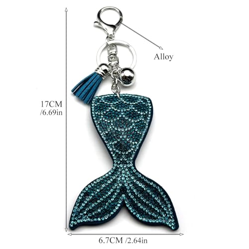 Porte-clés voiture avec pendentif queue de poisson bleu pour sac