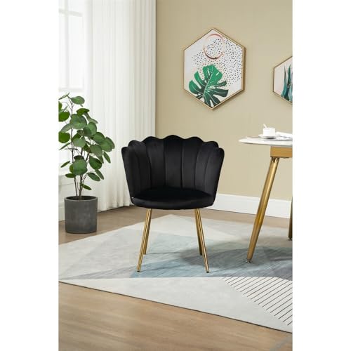 Image of Set of 2 Accent Chair for Living Room | Modern Armchair in Soft Velvet Fabric with Sturdy Legs | Premium Chair for Home Living Room Bedroom Restaurent | (Flower Design, Black)