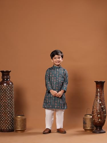 Image of Pro-Ethic Style Developer Boys Heavy Cotton Printed Kurta and Pajama Set for Kid's Ethnic Wear (S-280)