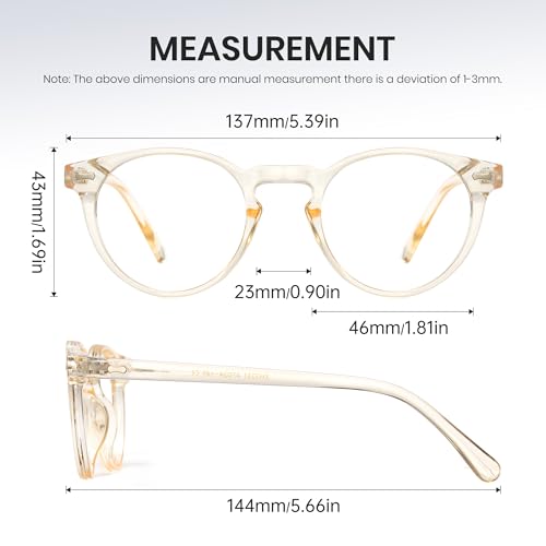 Image of Cyxus Blue Light Blocking Glasses Women Men Circle Round Chunky Retro Frame Eyeglasses for Computer Gaming 8238