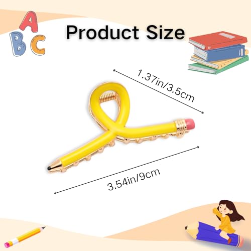 Pinzas para cabello diseño lápiz amarillo miniatura 2