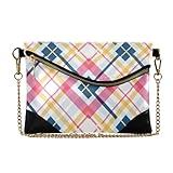 Bolsos de mano de piel sintética para mujer, estilo minimalista, monedero, monedero, monedero, bolsa para fiesta, color amarillo melocotón, líneas a cuadros frescos