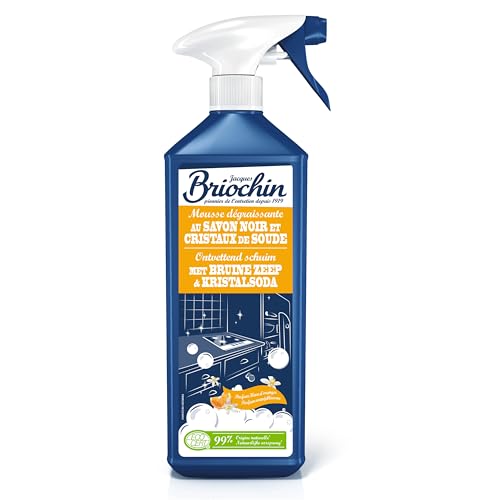 JACQUES BRIOCHIN - Mousse Dégraissante Cuisine -Savon Noir et Cristaux de Soude - Dégraisse - 99% d'Ingrédients d'Origine Naturelle - - Fabriqué En France...