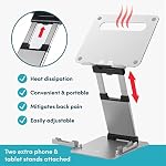 LIFELONG Support ordinateur portable pour bureau, hauteur réglable jusqu'à 20", Support de pulpitre pour ordinateur portable Riser pour ordinateur portatif, Supports portables pour ordinateur portables MacBook, Ordinateurs portables 10 15 17 pouces Porte-ordinateur portable et ordinateur portable , Riser en aluminium ergonomique, pli portable