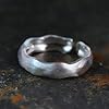 NicoWerk Damen Silberring Gebürstet aus 925 Sterling Silber Bandring Matt Gewellt Schmal Schlicht Dezent Edel Elegant Asymmetrisch Glatt SRI978 #3