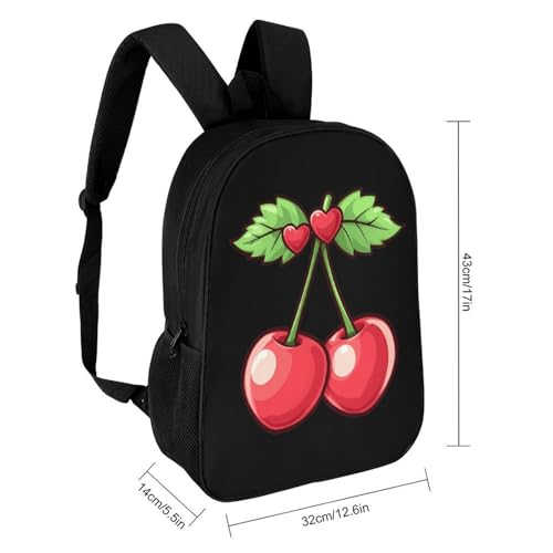 Cherry with Heart 17 Inch Backpack Classic Travel Daypack with Adjustable Shoulder Straps for Men Women2