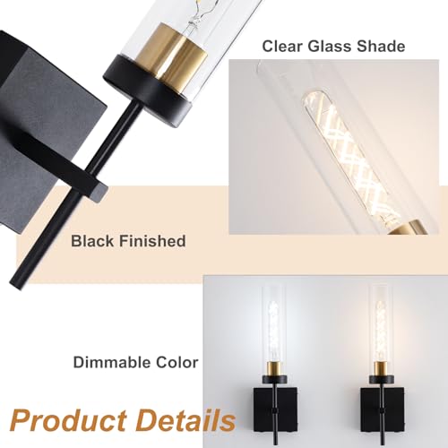 Image of Wall Sconces,Battery Operated Wall Sconce 8000mAh Black Fast Chargin Endurance 100 Hours Infinitely Dimmable 2 Color Bulbs 3000K /6000K with Remote Control Wireless Wall Lights for Bedroom Living