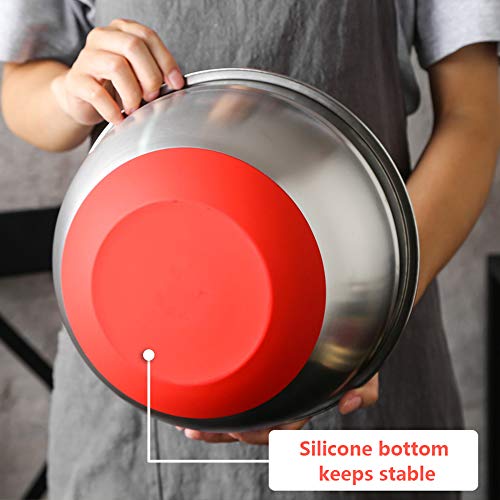 Kiaya Tigela de mistura Tigela de mistura compatible withsalada de aço inoxidável com fundo de silic