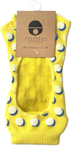 Balanced Studio | Yellow Dots Toeless Ankle Anti-Slip Yoga Pilates Grip Socks for Women