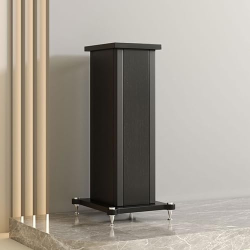 Coppia di supporti universali per altoparlanti per audio surround, regolabili, per libreria, robusti supporti da pavimento con riempimento centrale in sabbia per home theater, finitura noce (28 x 22 x