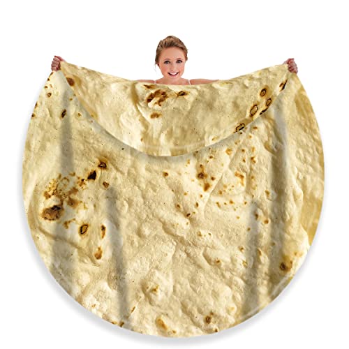 Moonysweet Double Sided Tortilla Blanket for Adults and Kids - Novelty Food Throw, Fuzzy Fleece Flannel, Realistic Design for Teens, Boys and Girls - 60 Inches