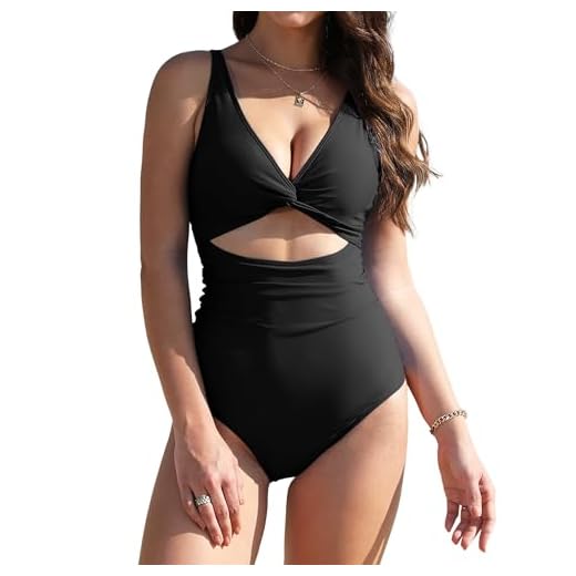 Buauty Maiô feminino de uma peça com corte alto, controle de barriga, cruz, decote em V, traje de banho feminino 2025, Preto, G