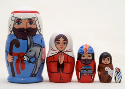 Baby Jesus 5 Piece Russian Wood Nesting Doll Matryoshka Stacking Dolls Russia