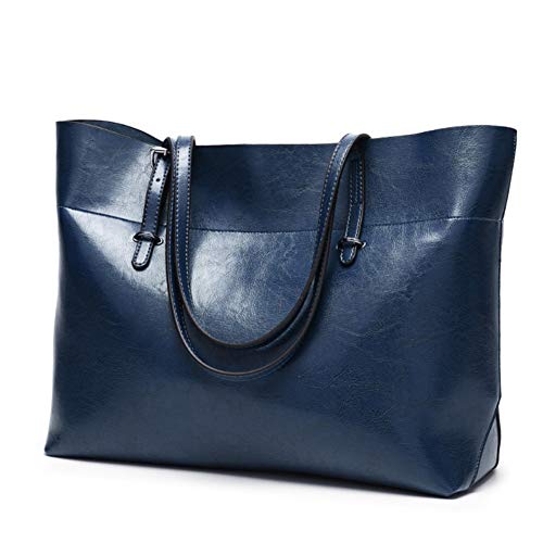 Ardermu Fourre-Tout Vintage - Sac Porté Epaule Femme Cuir PU Tendance -Sac Fourre-Tout Léger Pour Ordinateur Portable - Sacs A Main Epaule -Femmes Grande Capacité Sacs Rétro Pour Fille,Femme (bleu)